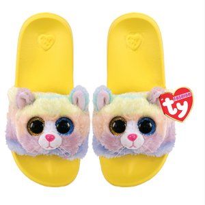 TY  Beanie Boo "Heather" Cat Yellow Slides - Size Small (11-13), Ages 5-6 y/o